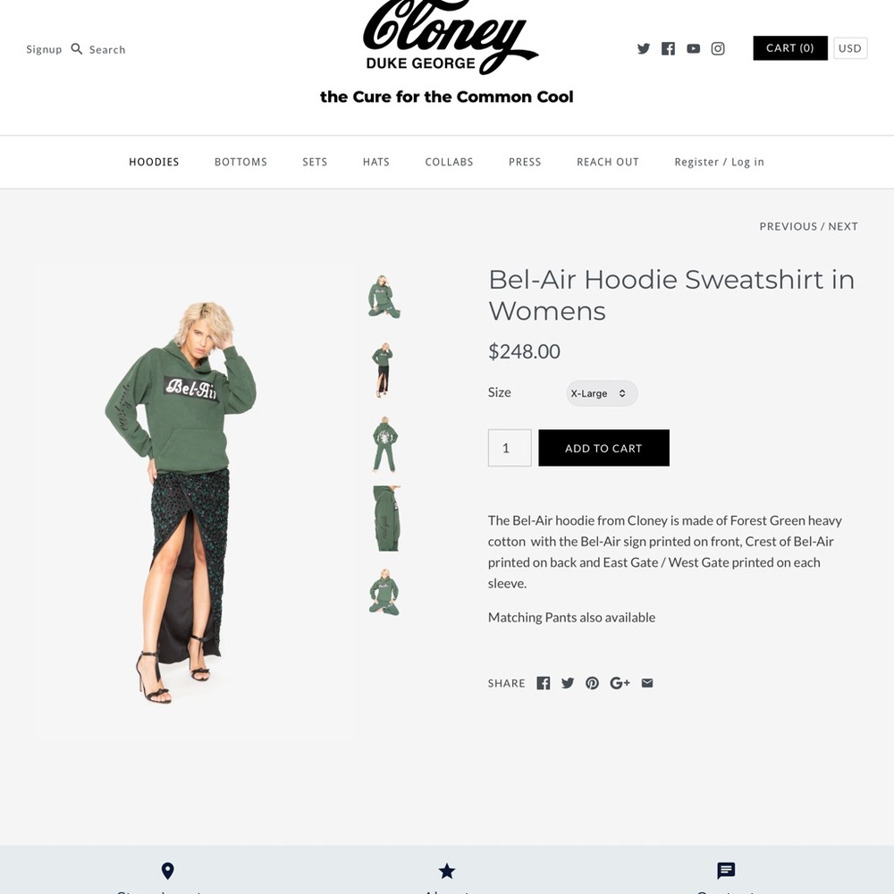 Bel-Air Women's Hoodie Sweatshirt in Forest Green